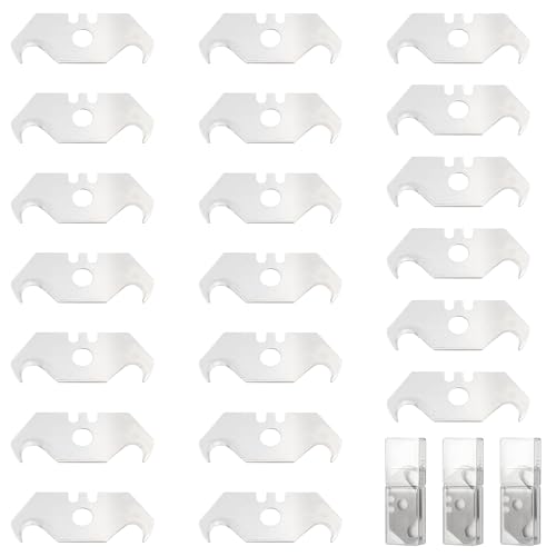 30 Stück Hook Hakenklingen,Profi Trapezklingen Mit Lochung,Trapezhakenklingen,Cutter Messer Klingen,Für Teppichmesser Verpackungen Bodenbeläge Plastik,0.6MM,Kiuiom