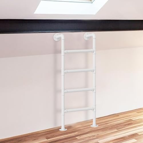 Escalera metálica resistente de 1 m con acabado blanco duradero antincendios 2