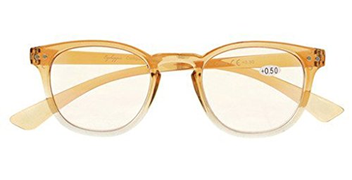 Ladies Blue Light Filter Glasses Stylish Computer Eyeglasses for Women Reading(Brown-Clear Frame)+2.5