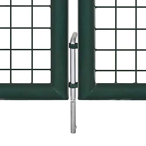 HUAKEHOM Gartentor Doppeltor Zauntür Tor Garten Zaun Pforte Verzinkter Stahl Gartentür Zauntor Hoftor Maschendrahtzaun 289x75 cm / 306x125 cm