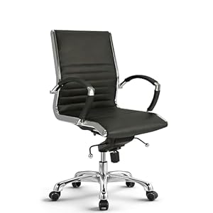 VERSEE Premium Echt-Leder Bürostuhl Montreal in Schwarz - Ergonomischer Designstuhl für Büro und Home-Office - Sitzhöhe 46-54cm - Belastbar bis 150kg