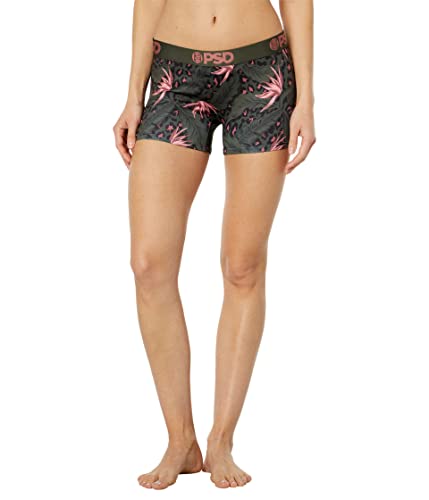 Psd Women's Sr Tropical Leo Boy Shorts, Green, M #TOP22
