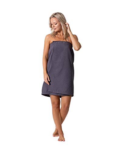 Image of Turkish Linen Women's Waffle Spa Body Wrap with Adjustable Closure