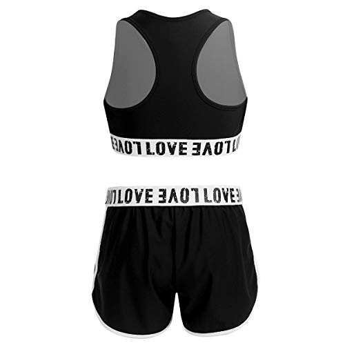 Kids Girls Racer Back Sports Bra Crop Top with Booty Shorts Bottom Set Jazz Hip Hop Street Dance wear Outfit4