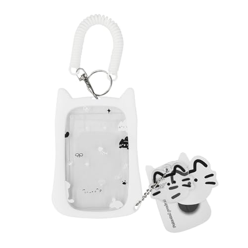 Cat Shape Photocard Holder Keychain–Cute Transparent Photo Card Holder Keychain, Protective Case with Pendant for Bus Student Card & Photo Protector