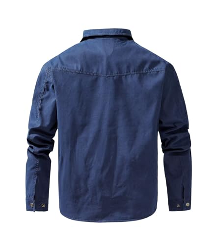 Image of FTIMILD Men's Flannel Lined Shirt Jacket Rugged Snap Button Shacket Cowboy Western Style Long Sleeve Outdoor Fall Jacket