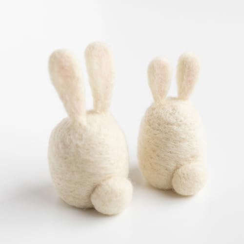 Image of Felted Sky Bunny Friends Needle Felting Kit Learn How to Sculpt with Wool | Beginner Friendly for Adults and Teens | Includes Everything to Create 2 Easter Rabbits | Has Video Instructions