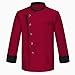 Mens Chef Coat Classic Tailored Long Sleeve Chef Jacket Professional Kitchen Uniform with Pocket Lightweight Tops（4-Red,Medium