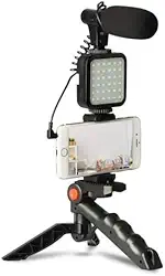 Kit Vlog Live Suporte Celular Led com Microfone Fazer Vídeos | Suporte para Celular Profissional |Kit Criador de Conteúdo Iniciante