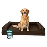 Furhaven Orthopedic Dog Bed for Large Dogs w/ Removable Bolsters & Washable Cover, For Dogs Up to 95 lbs - Plush & Suede Sofa - Espresso, Jumbo/XL