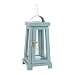 Stonebriar Coastal Wooden Tea Light Candle Lantern, 10.6 Inch, Worn Blue
