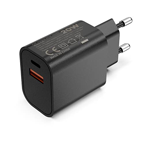 Aukvite Carregador USB C de parede 20 W PD QC 3.0 - tomada de carregamento rápido para iPhone 13 12 Series, iPad, Samsung Galaxy S22 S21 e telefones Android (preto)