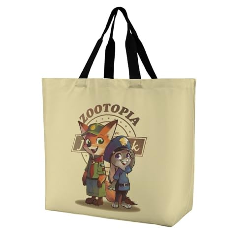 [Lasinoreu] ズートピア ジュディ ニック トートバッグ トート エコバッグ 肩掛けバッグ 大容量 キャンバス 買い物バッグ ショルダーバッグ 軽量 おしゃれ かわいい キャラクター グッズ 人気 通勤通学 学生のサムネイル