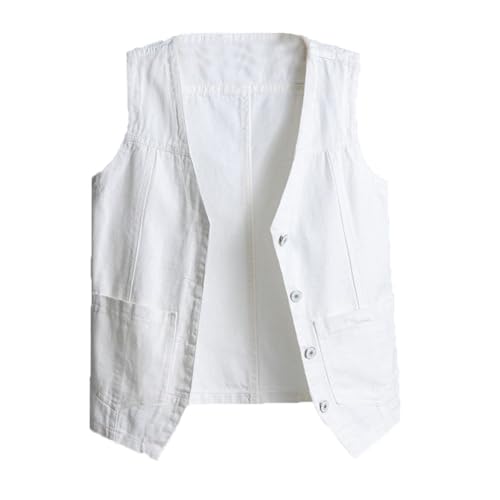 Mens Denim Vests Sleeveless Western Cowboy Retro Button Down Jean Vest Jackets