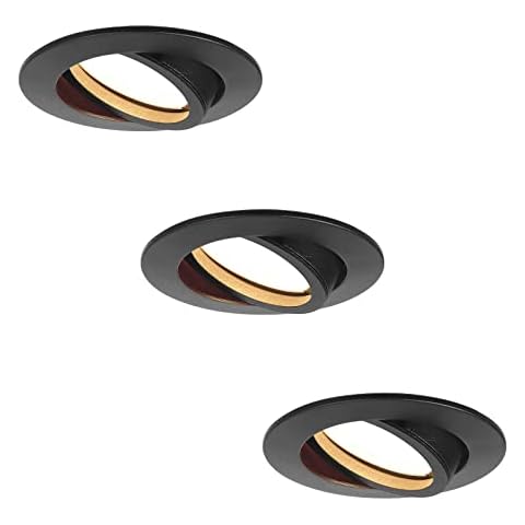 HCFEI LED Einbaustrahler 230V Schwenkbar Dimmbar Schwarz Deckeneinbauleuchte GU10 Modul 5W 425Lm Einbauspots 38° für innenbereich - Deckeneinbaustrahler, Wohnzimmer und Büro (3er - Warmweiß) Cover