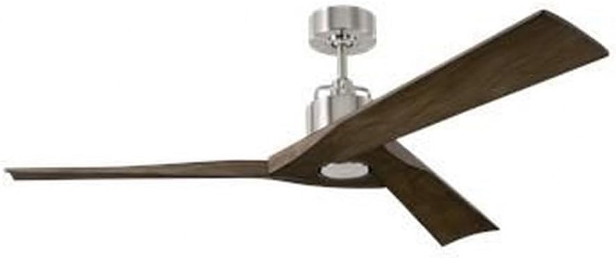 Monte Carlo Generation Lighting 3ALMSM52BS Transitional Alma Smart Indoor/Outdoor Damp Rated 52" Ceiling Fan with Remote, 3 Light Grey Weathered Oak Carved Wood Blades, Brushed Steel