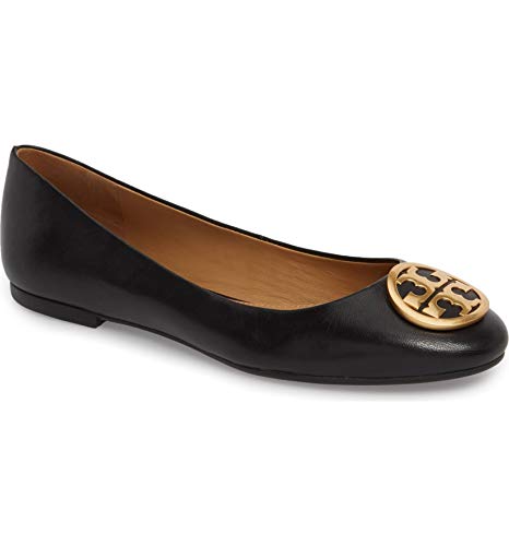 Tory Burch Womens Benton Nappa Leather Ballet Flat Perfect Black 006 (Medium)