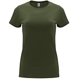 Camiseta Femenina de Manga Corta Entallada de Cuello Redondo en canalé 1x1 Capri