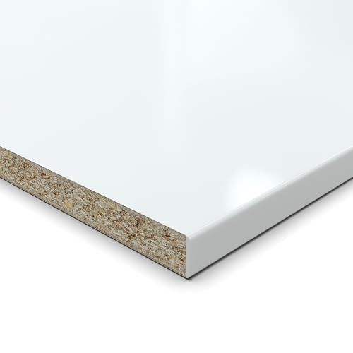 Tablero de partículas de 19 mm, color blanco cristal, revestimiento de melamina, longitud hasta 200 cm, paneles decorativos con 2 mm de circunferencia: 30 x 50 cm (borde ABS lado largo)