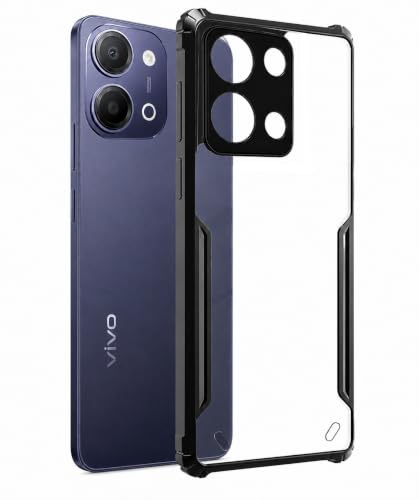 Image of SPAZY CASE Vivo T5 Lite Back Cover | Transparent Crystal Clear Hard PC Back Case with TPU Bumper, Drop Protection Case Cover for Vivo T5 Lite