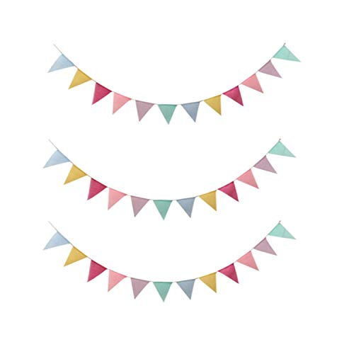 Shuny 3 PCS Bunting Banner,Bandera Boda,Guirnalda Banderas,Banderines Arpillera de Imitación,Pancarta Triángulo,Decoración Colgante de Boda Bautizo