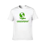 greenpeace shop Neckline and shoulder beading kipzzz T-Shirt Round Neck Greenpeace Green Peace Symbol White XXL