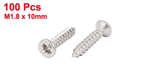 Image secondaire de sourcing map M1.8 X 10 mm cruciforme à tête plate Vis autotaraudeuse ton argent 100 pcs