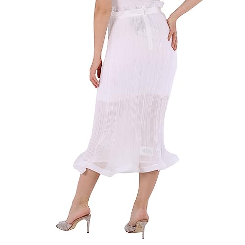 BURBERRY Ladies Optic White Plisse Ruffle Detail Skirt, Brand Size 6 (US Size 4)4