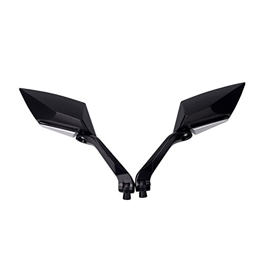 Frenshion Universal Rearview Mirror 8/10mm Diamond Motorcycle Rearview Mirrors For Street Bike Sport Bike Scooter Cruiser Black Black