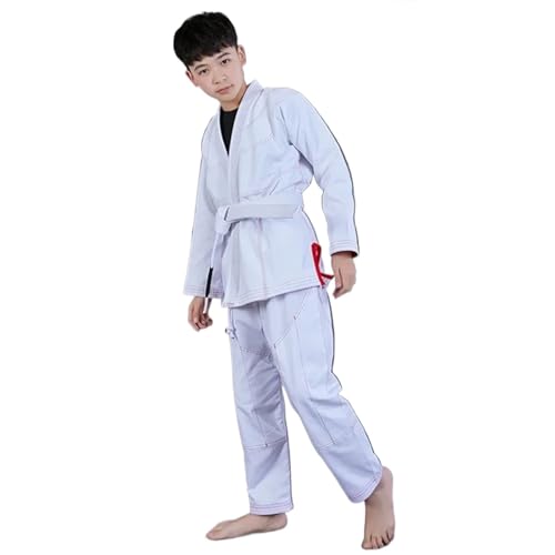 Traje De Judo Traje de Judo Profesional for Adultos Trajes Azul Blanco Negro for Hombres y Mujeres(White with red,105-115cm)