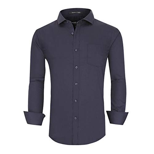 Alex Vando Mens Bamboo Dress Shirts Wrinkle Free Regular Fit Stretch Button Down Shirt