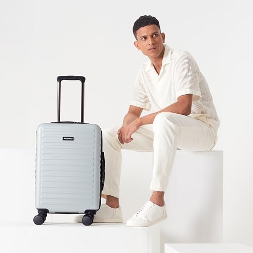 Image of Assembly Hard Shell Cabin Luggage Premium Polycarbonate Trolley Bag Lightweight Trolley Bag for Flight (Silver, Cabin 20 Inches)- StarkLite