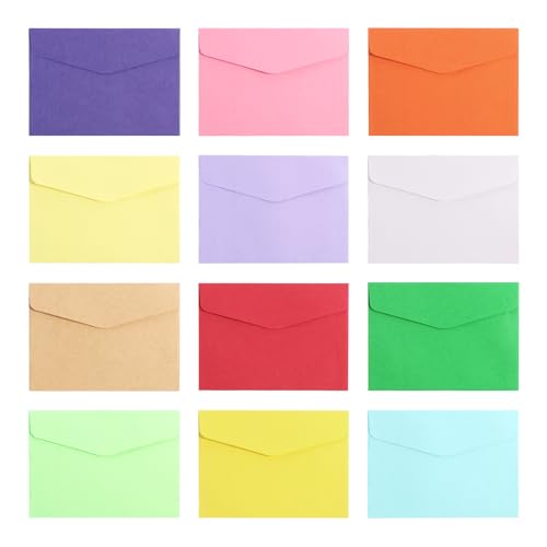 Moendergo 60pcs Mini sobres de colores, 115 x 81 mm 12 sobres de regalo pequeños colores surtidos para Navidad, Acción de Gracias, boda, fiesta de cumpleaños