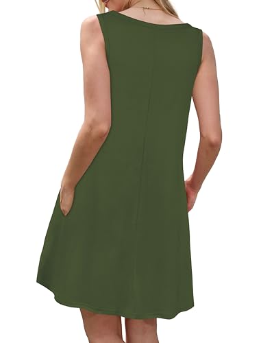 Image of JOLIGAL Womens Summer Dresses Casual Sleeveless Tshirt Sundress Beach Cover Up with Pockets Loose Tank Dress 2026