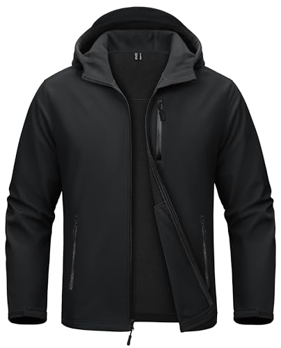 MAGCOMSEN Rain Jackets for Men Waterproof with Hood Fleece Lined Softshell Windbreaker Lightweight...