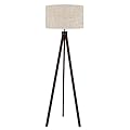 LEPOWER Wood Tripod Floor Lamp, Mid Century Standing Reading Light for Living Room, Bedroom, Study Room and Office, Modern Design, Flaxen Lamp Shade with E26 Lamp Base (Walnut)