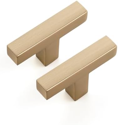 Ravinte Cabinet Handles Solid Slim Champagne Bronze 20 Pack Singl...