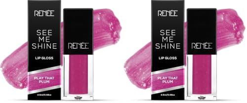 Image of RENEE See Me Shine Lip Gloss - Play That Plum 2.5ml, Glossy, Non Sticky & Non Drying Formula, Long Lasting Moisturizing Effect, Compact and Easy to Carry (Pack of 2)