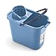 Mery - Rechteckiger Eimer mit Abtropfgestell, Robuste 2 mm Wandstärke, Ergonomischer Griff, Einfache Entleerung, Blau, 12 L