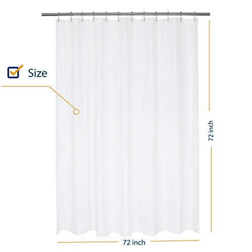 N&Y Home Nylon Hotel Shower Curtain Or Liner, Machine Washable, Water Resistant, White, 72 X 72 Inches #TOP5