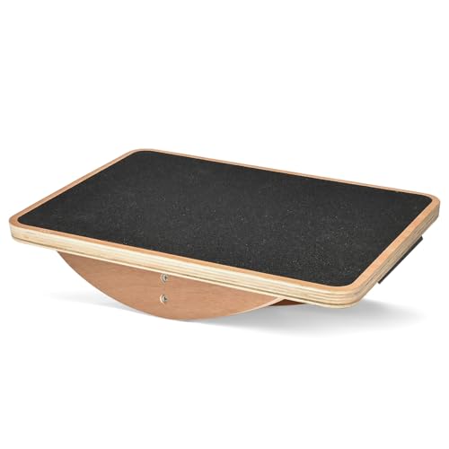 Image of Standing Desk Anti Fatigue Mat Balance Board, Exercise Wooden Wobble Board Stability Rocker Perfect for Office, Workstation, Home, Gym, Kitchen (Basic)