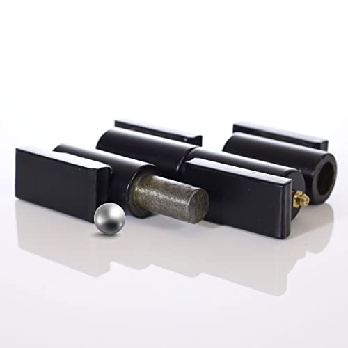 Bobco Metals Steel 5" Barrel Gate Hinges For Heavy Gates & Doors - Welding On Larger Iron Or Steel Gates Up To 450 Pounds - Grease Zerk Fitting - Steel Barrels & Copper Pin - 1 Pair #TOP1