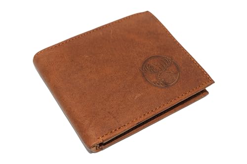 MARSHAL RFID Blocking Moose Genuine Leather Bifold Trifold Wallet for Men Gift (Bifold)4