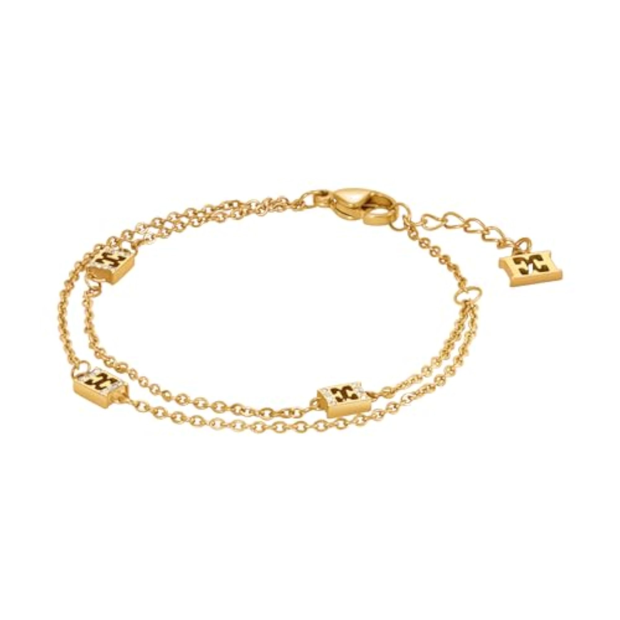 Women's Florence Double Chain Gold Plated Adjustable Bracelet