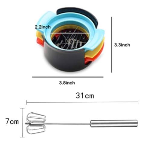 Image of YANCI 3 in 1 Stainless Steel Egg Slicer, Boiled Egg Slicer, Fruit Slicer & Egg Whisker Combo Set