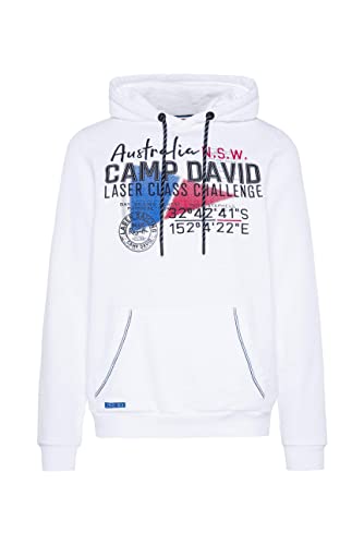 Camp David Herren Hoodie mit Logo-Applikationen Opticwhite L