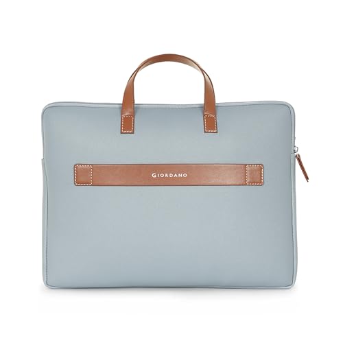 Image of Giordano Unisex 15 Inch Laptop Sleeve PU Bag for Professionals | Premium Leatherette | Water-Resistant & Padded Slim-Fit with Trolley Strap for Men & Women