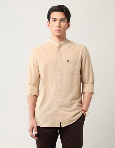 Image of Arrow Sports Men's Slim Fit Pure Cotton Mandarin Shirt