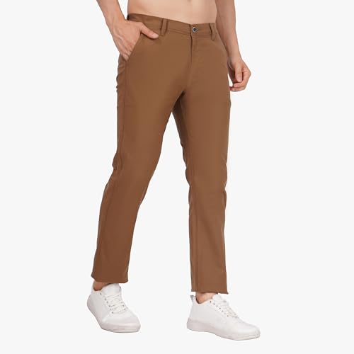Image of Men's Regular Fit Linen Trousers | Slim Fit Lightweight Casual Pants | Stylish Dress Pants for Office or Travel | Premium Luxury Linen Trouser Pant with Breathable Comfort