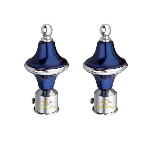 Image of Stainless Steel & ABS Curtain Bracket Parda Holder with Support 1 Inch Rod Pocket Finials Designer Door and Window Rod Support Fittings, Curtain Rod Holder (Pack of 1 Pair, Blue)
